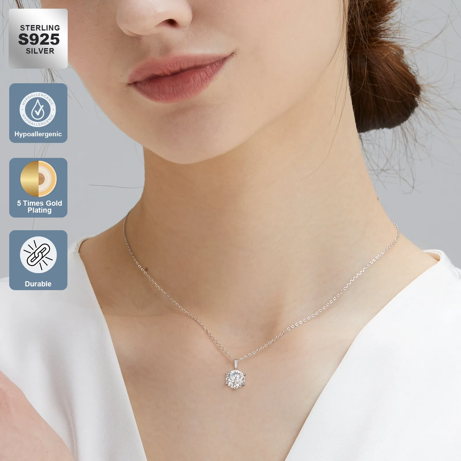 0.5~4.0 Carats VVS1 Moissanite  Pendant Necklace for Women 0414