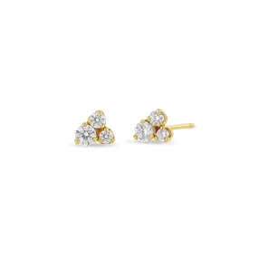 14k 3 Large Mixed Prong Diamond Cluster Stud Earrings