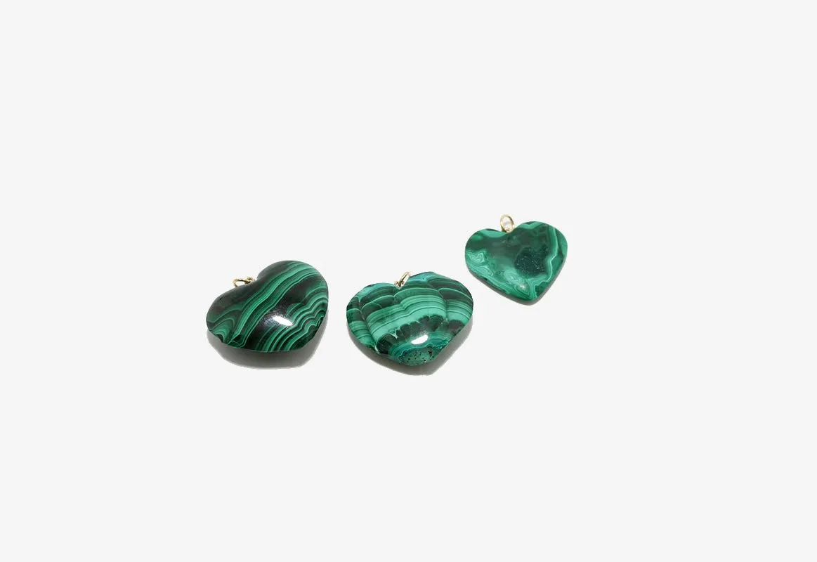 14k Gold Malachite Heart Pendant