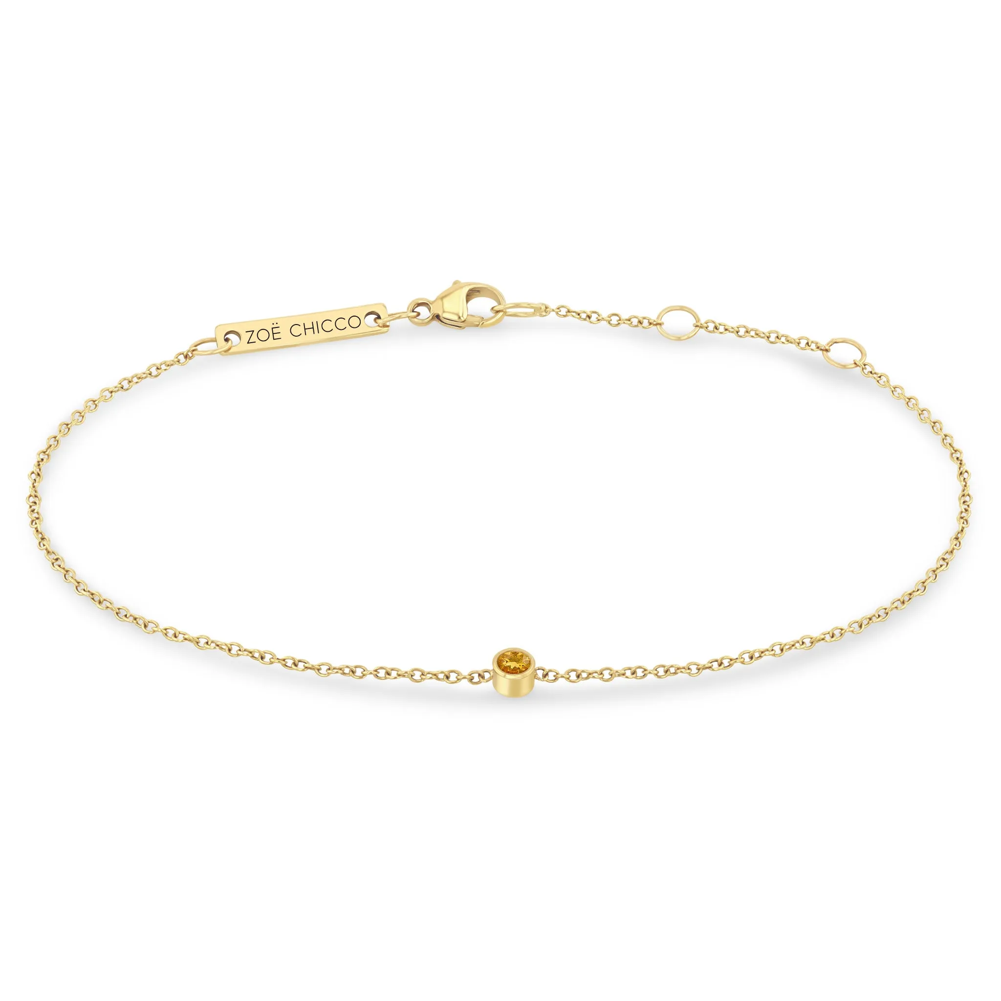 14k Single Citrine Bezel Bracelet | November Birthstone