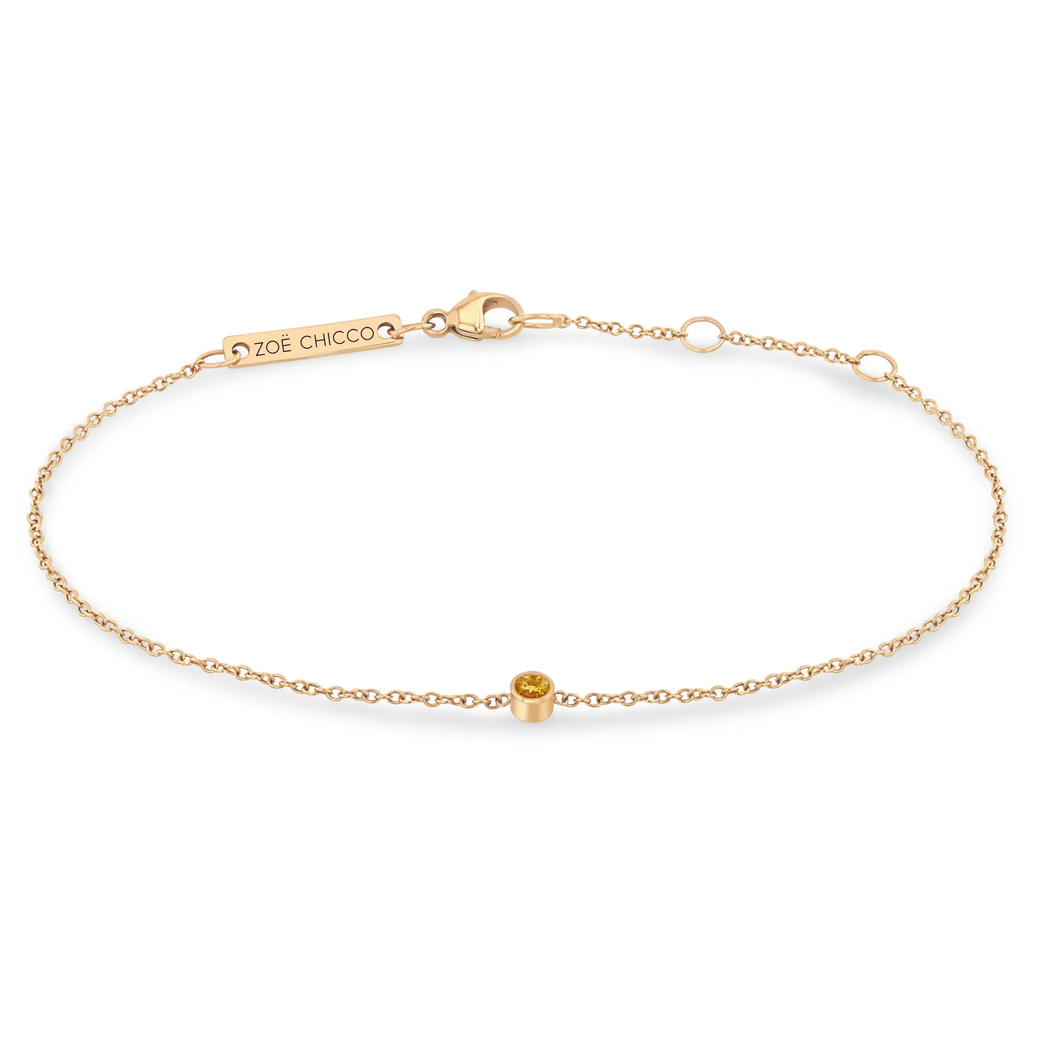 14k Single Citrine Bezel Bracelet | November Birthstone