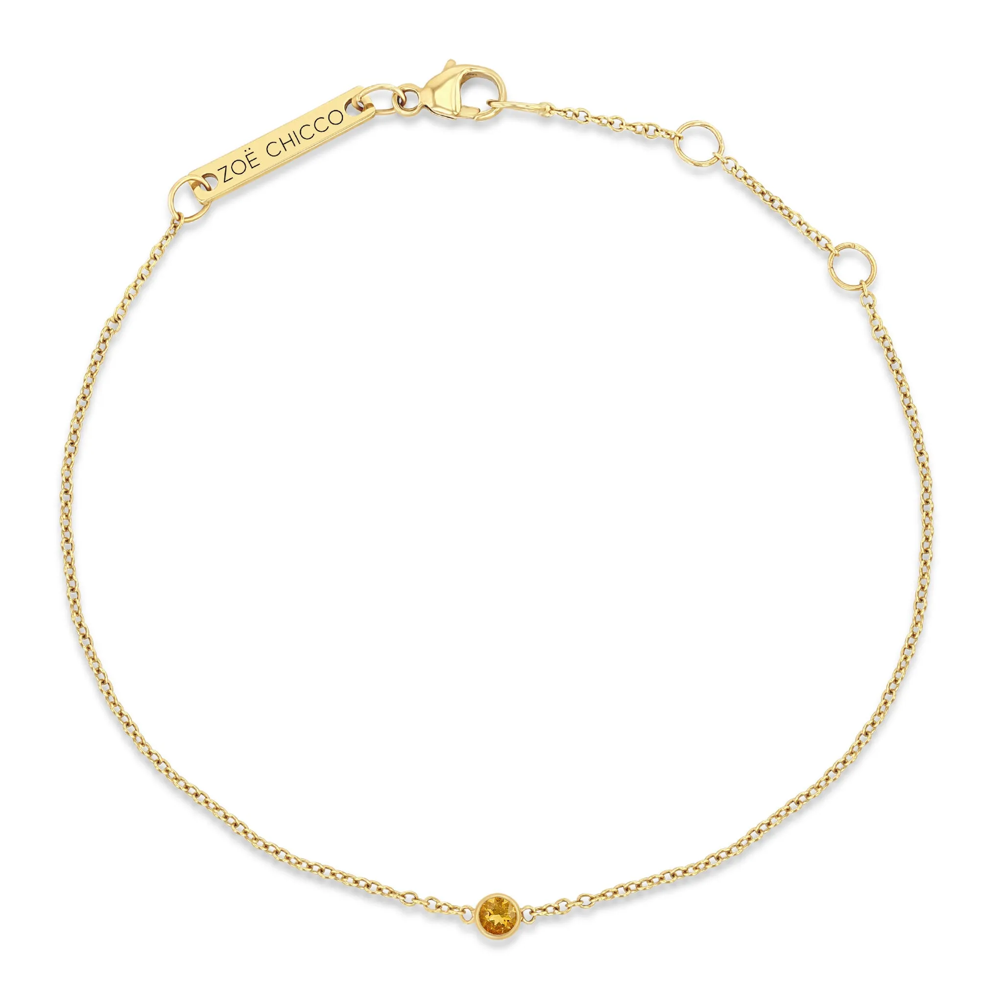 14k Single Citrine Bezel Bracelet | November Birthstone