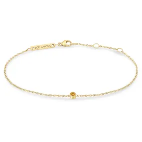 14k Single Citrine Bezel Bracelet | November Birthstone