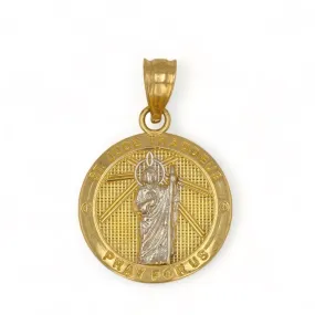 14K Yellow gold coin san jude pendant-227219