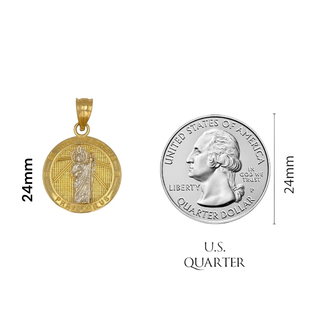 14K Yellow gold coin san jude pendant-227219