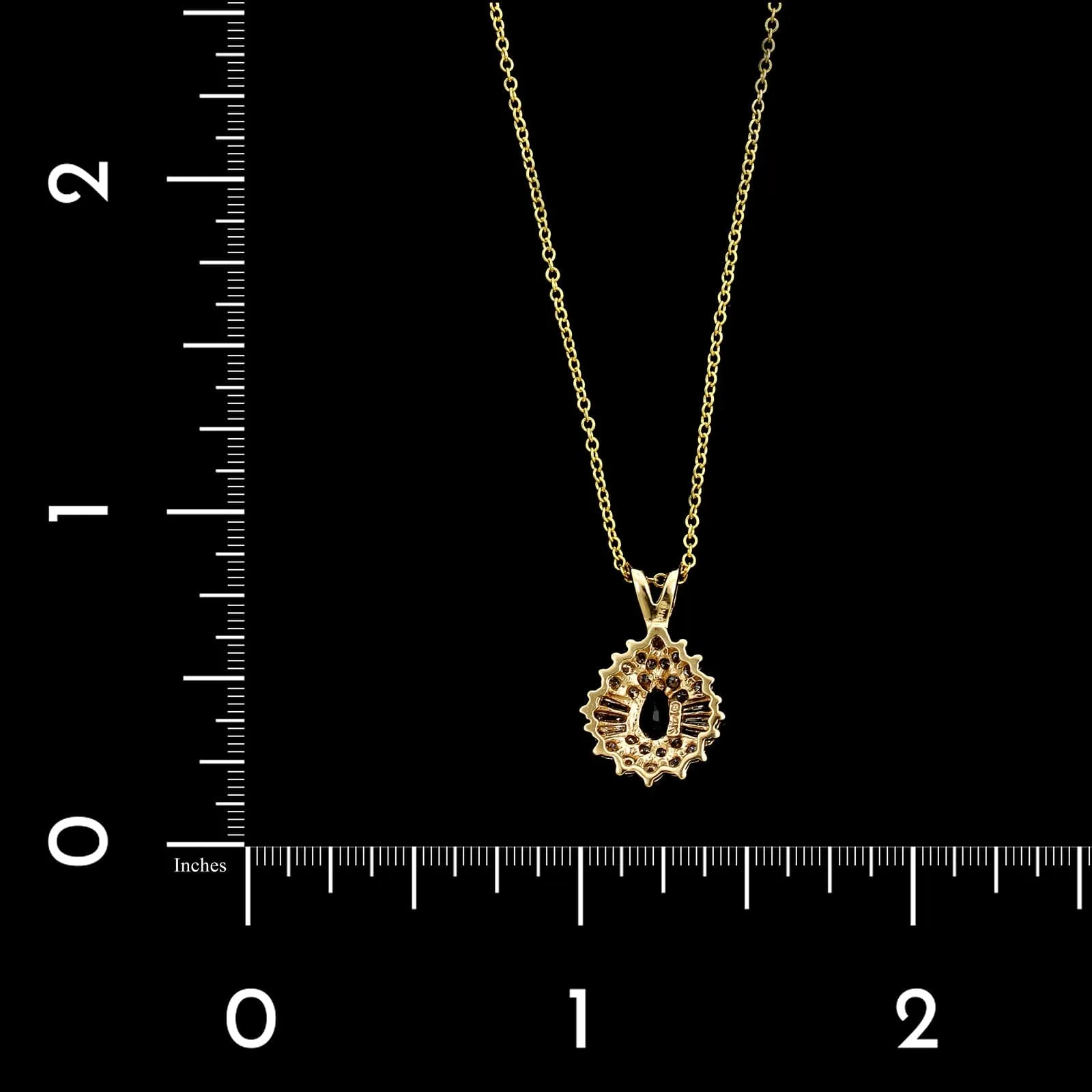 14K Yellow Gold Estate Sapphire and Diamond Pendant Necklace