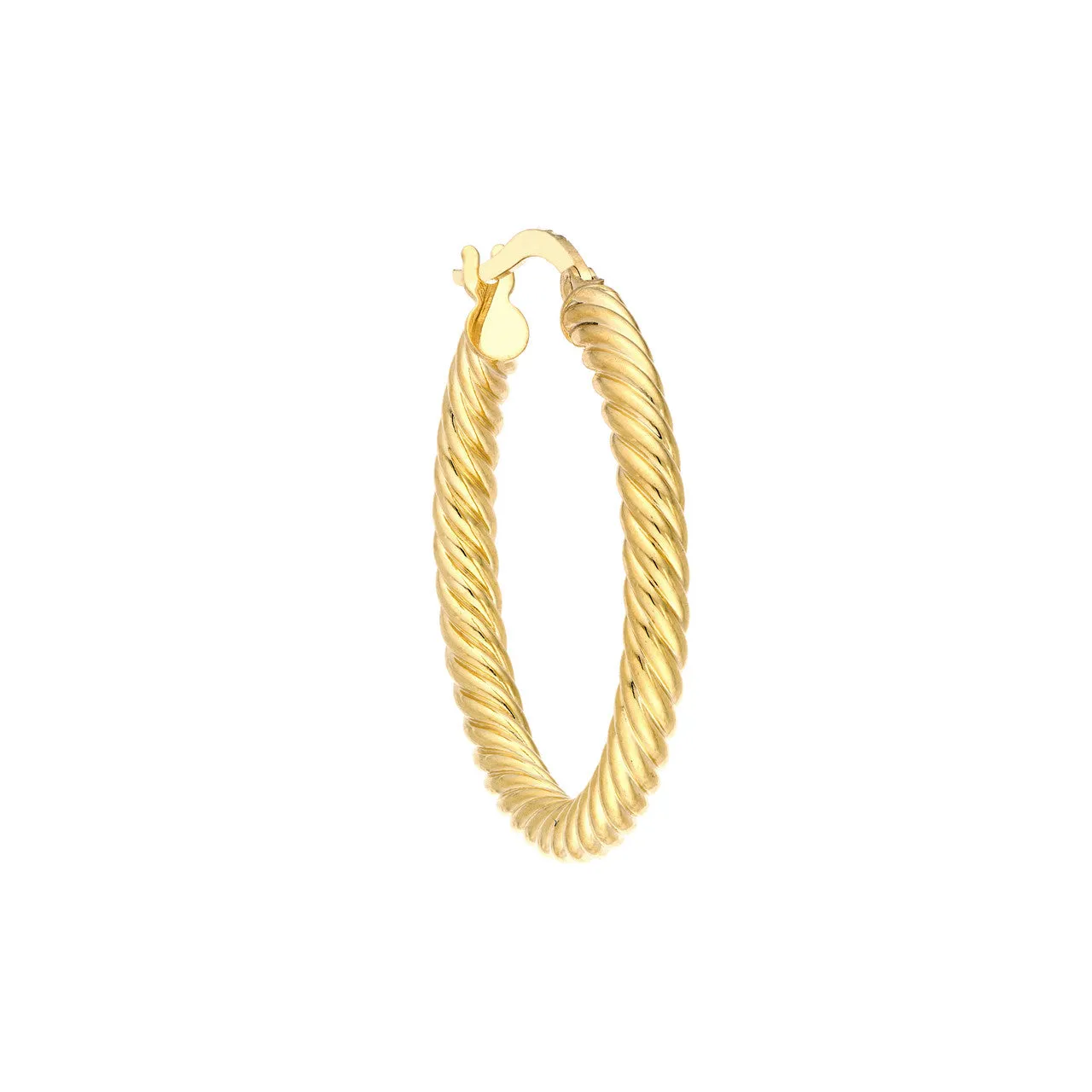 14K Yellow Gold Rope Twist Round Hoop Earrings