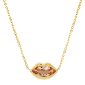 14K YG Morganite Kiss Necklace