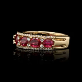 18K Yellow Gold Estate Ruby and Diamond Ring