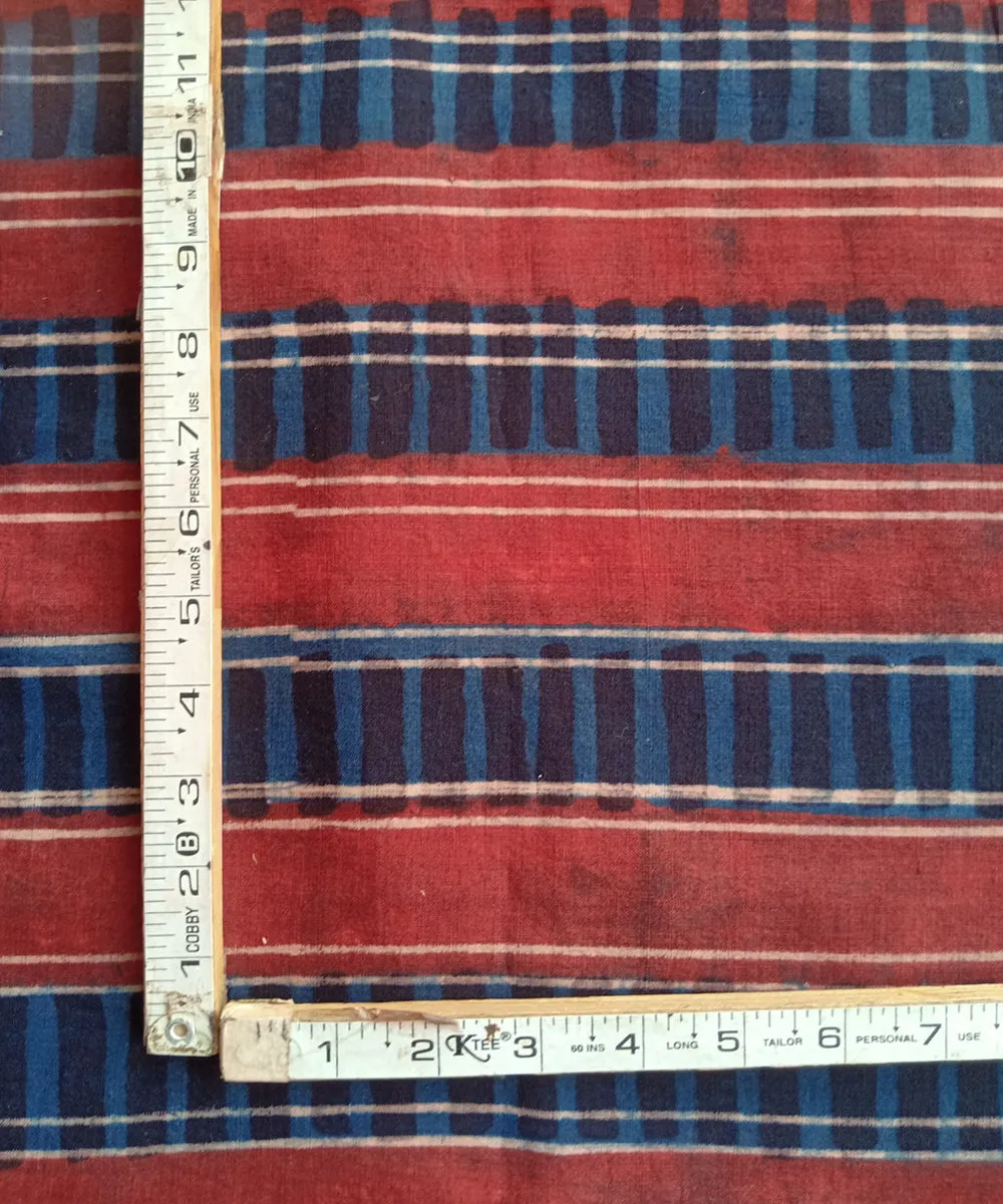 2.5 m Red blue handspun handwoven cotton ajrak print kurta material