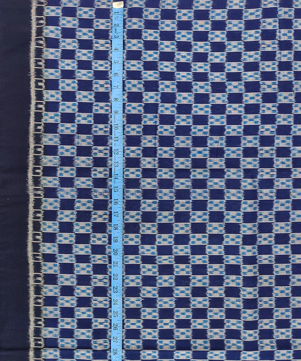 2.5 m Sky blue black handwoven cotton sambalpuri kurta material