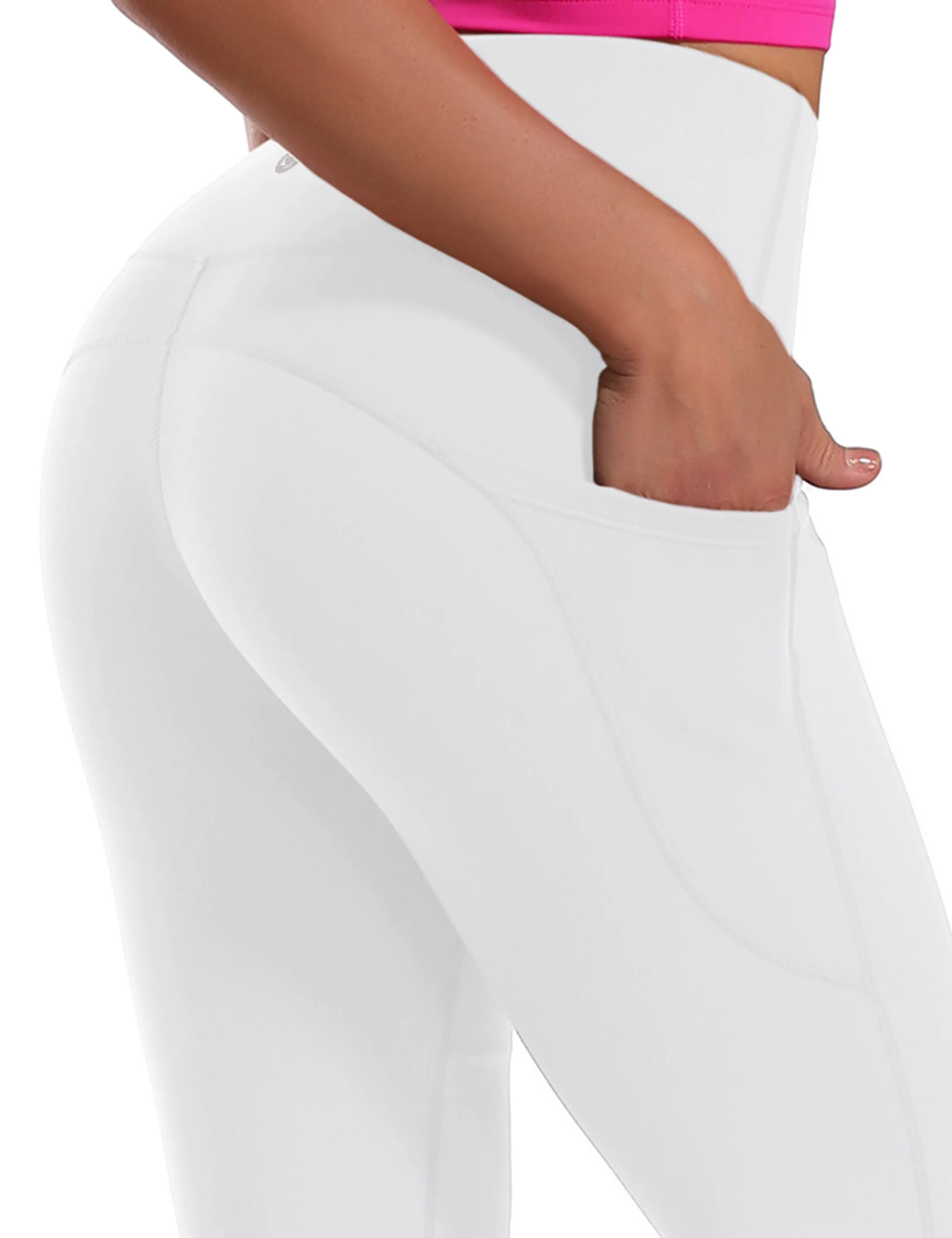 29" 31" 33" 35" 37"  Side Pockets Bootcut Leggings white