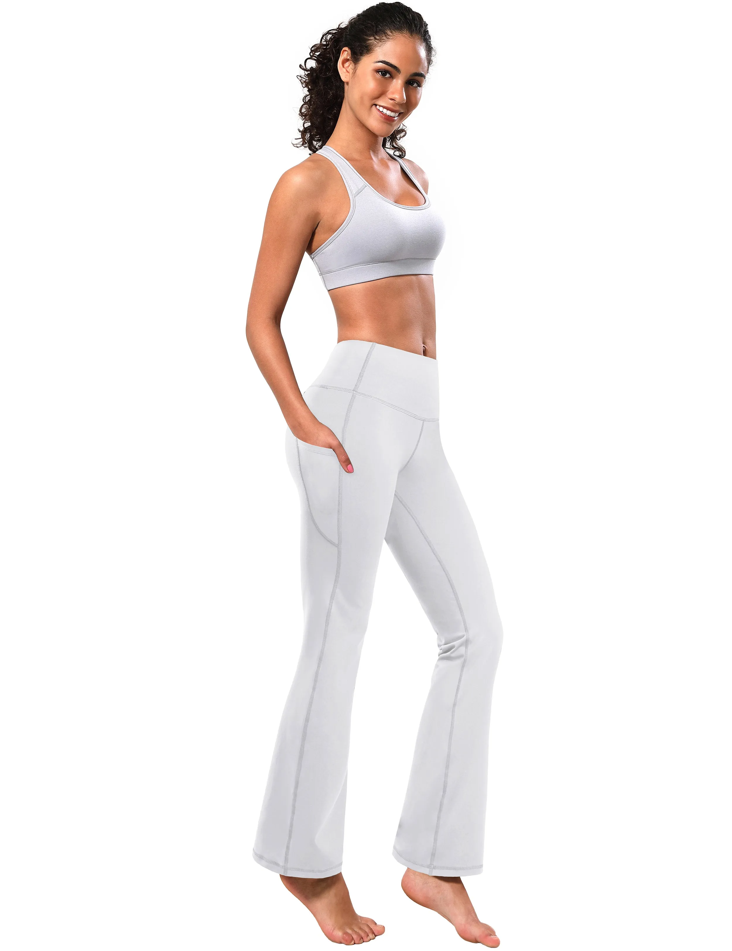 29" 31" 33" 35" 37"  Side Pockets Bootcut Leggings white