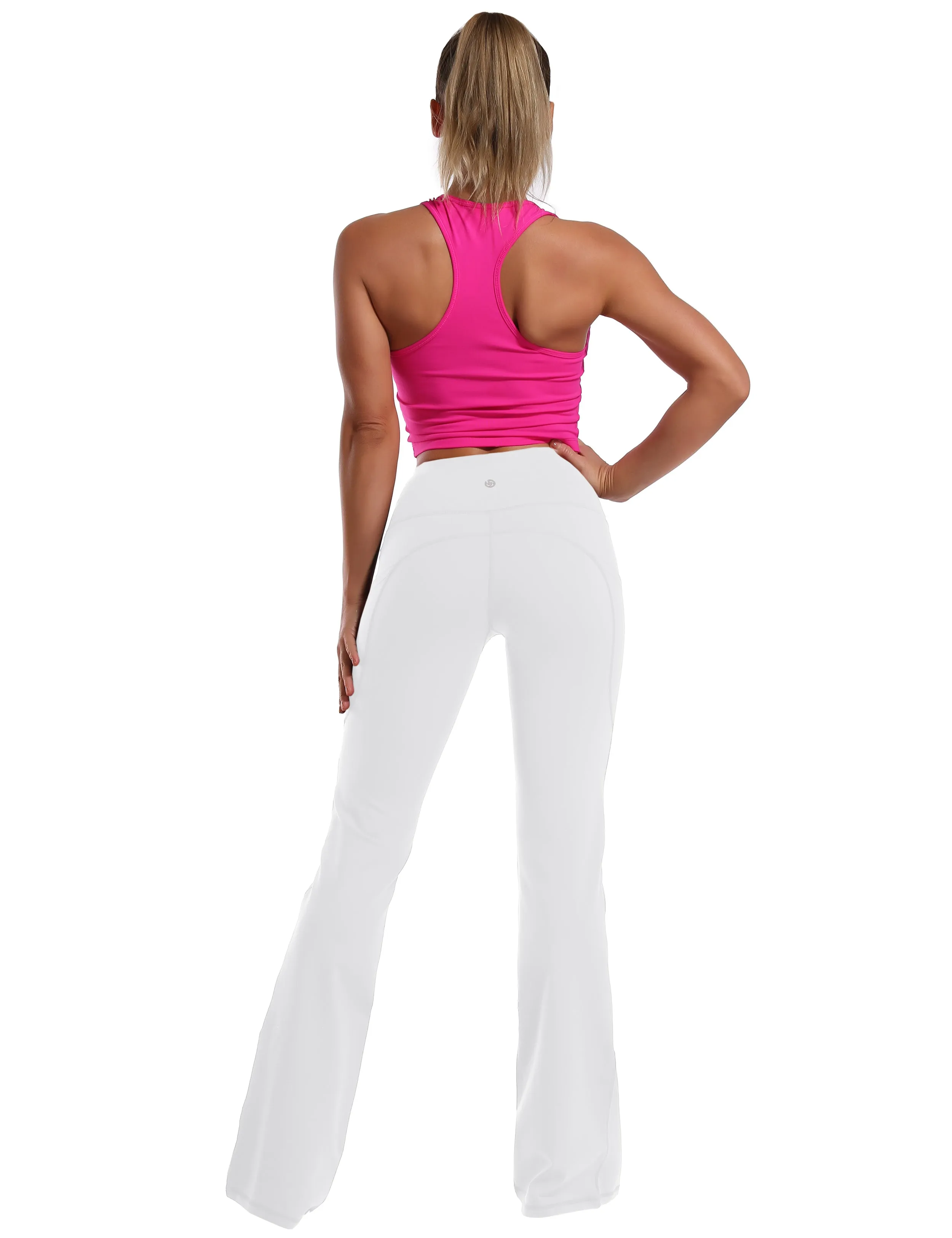 29" 31" 33" 35" 37"  Side Pockets Bootcut Leggings white