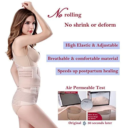 3 in 1 Postpartum Support - Recovery Belly/waist/pelvis Belt Shapewear Slimming Girdle, Beige, One Size