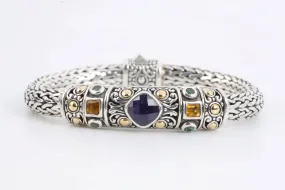 7.5" Samuel Bonham 925 Silver & 18k Yellow Gold Multi-Stone Bracelet (55.47g.)