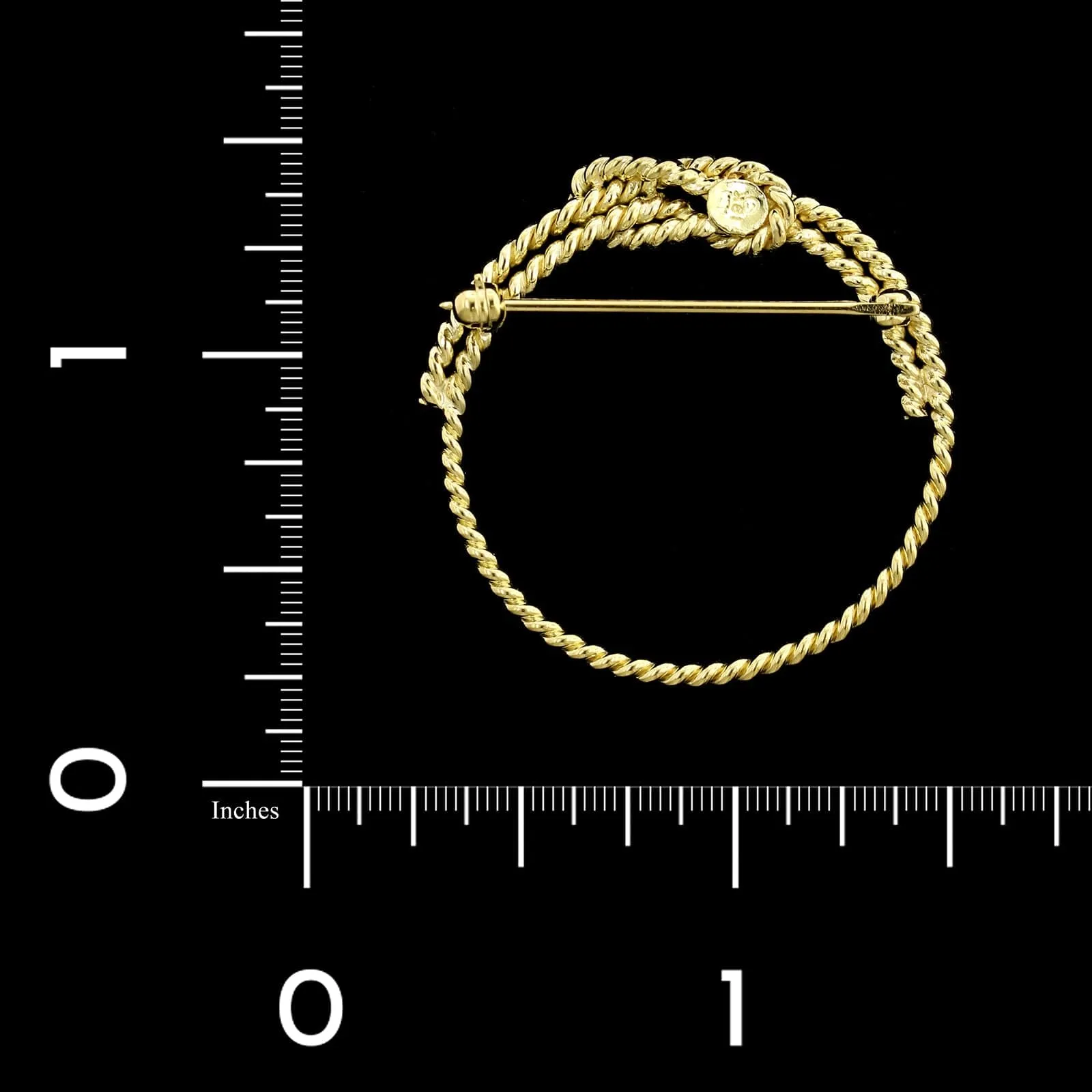 A.G.A. Correa & Sons 18K Yellow Gold Estate Square Knot Hand Tied Circle Pin