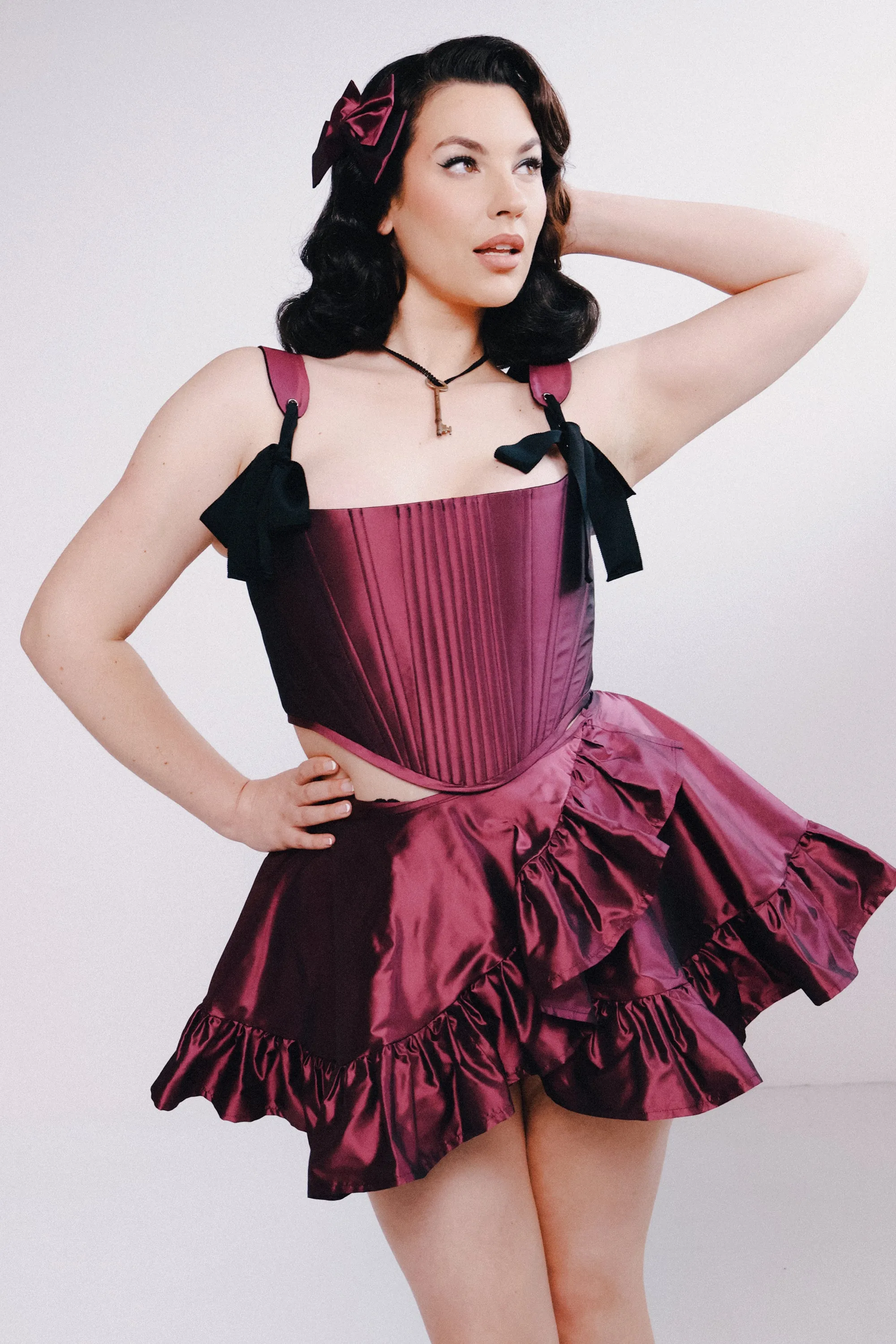 Anais Corset Dark Pink Taffeta