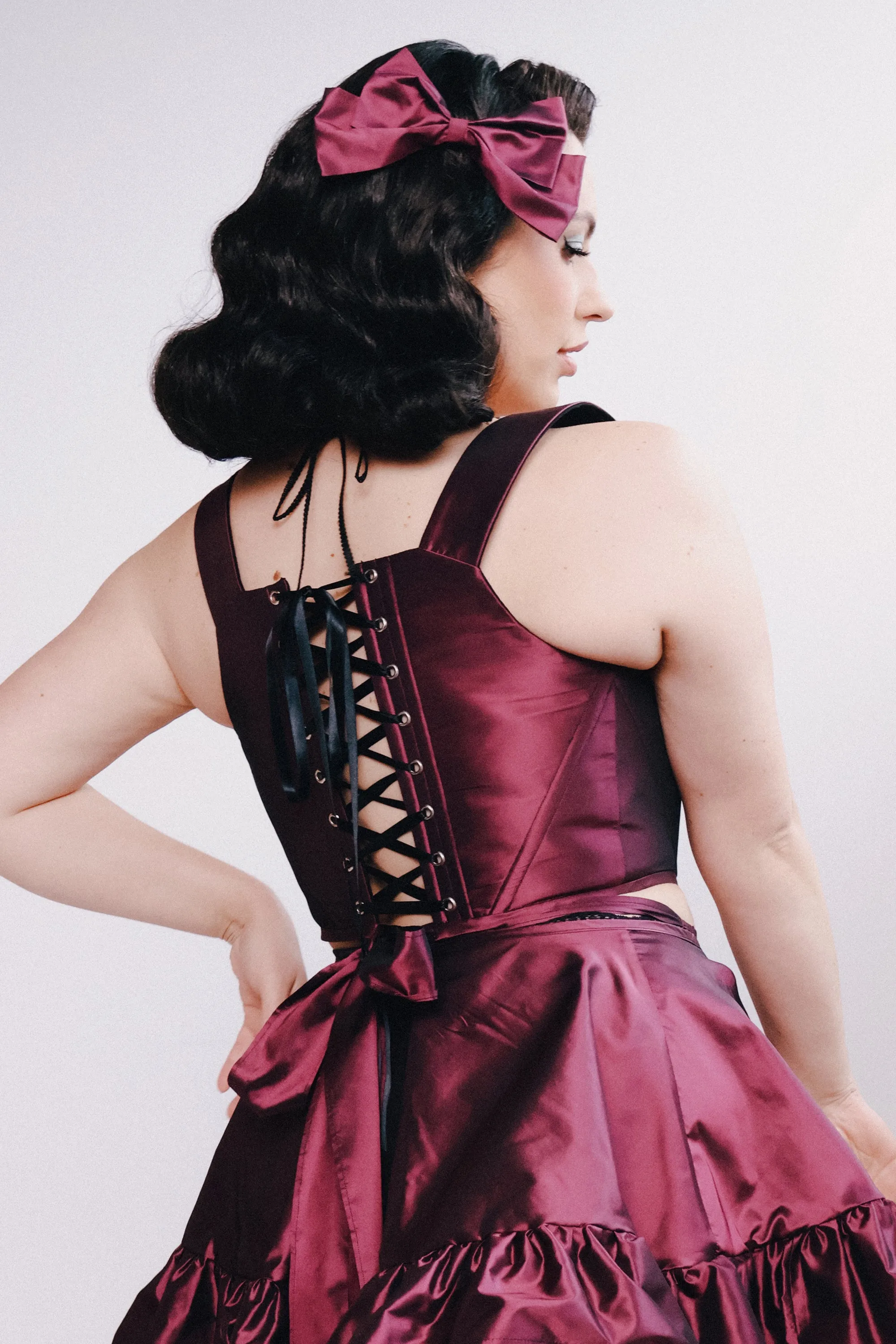 Anais Corset Dark Pink Taffeta