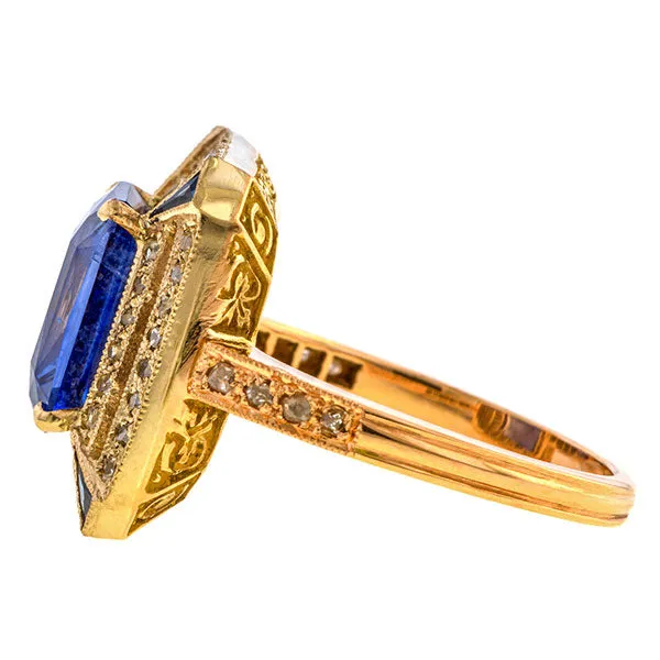 Antique Style Sapphire & Diamond Ring, 3.50ct.