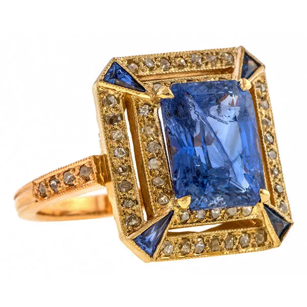 Antique Style Sapphire & Diamond Ring, 3.50ct.