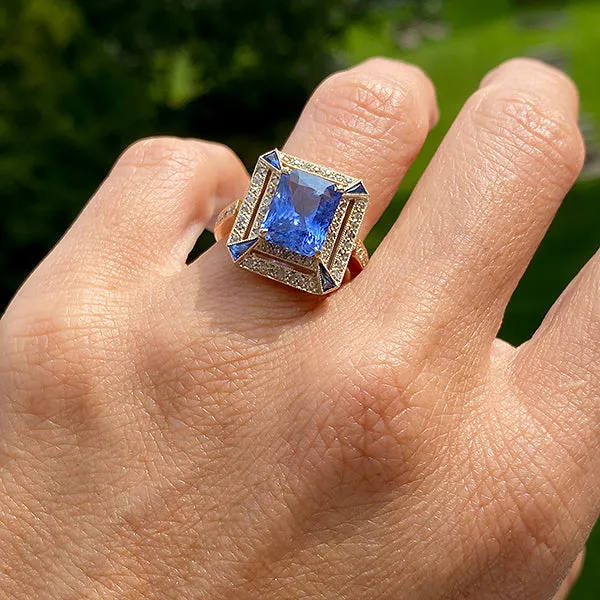 Antique Style Sapphire & Diamond Ring, 3.50ct.