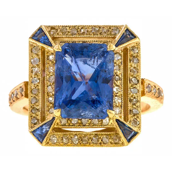 Antique Style Sapphire & Diamond Ring, 3.50ct.