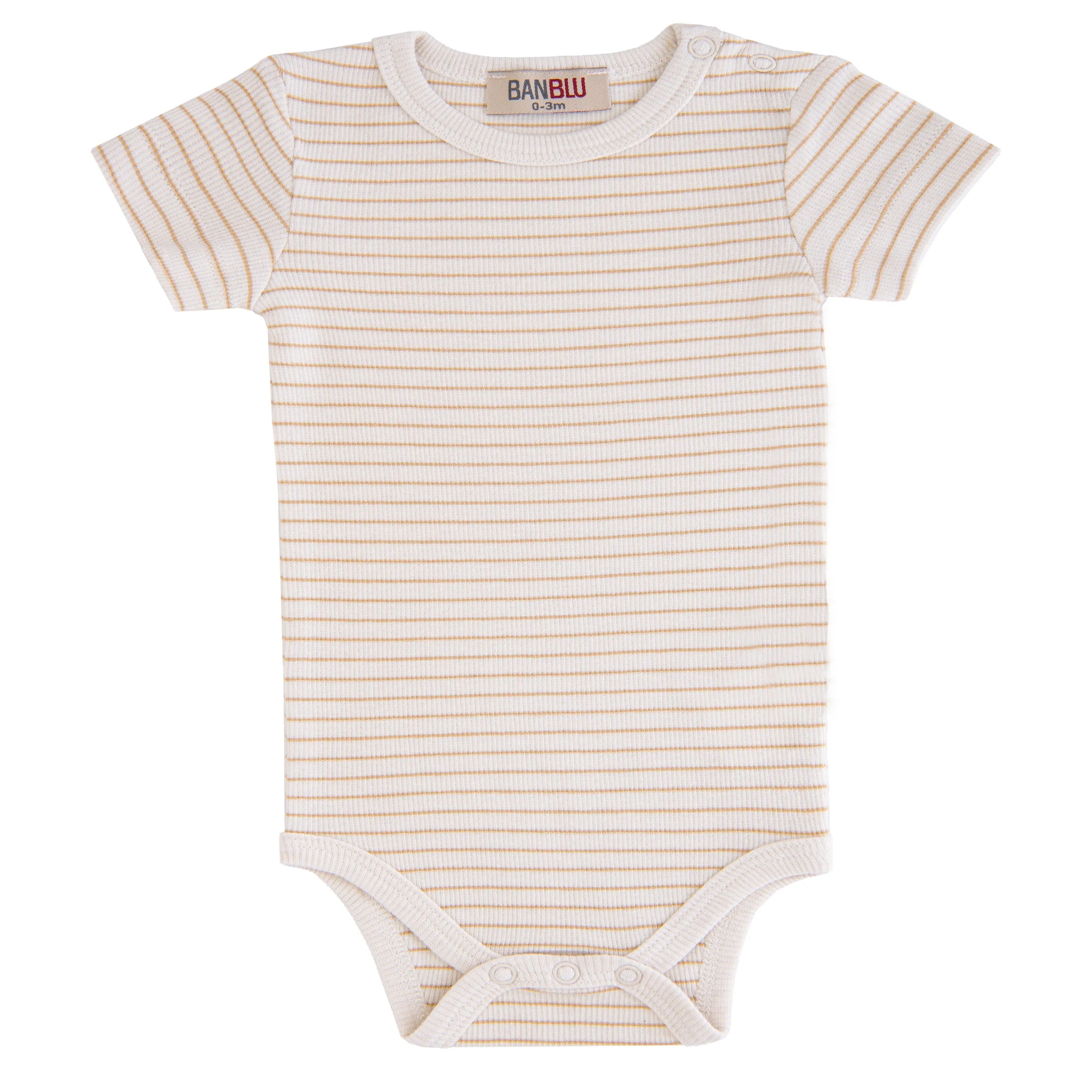 Beige Striped Modal Babysuit