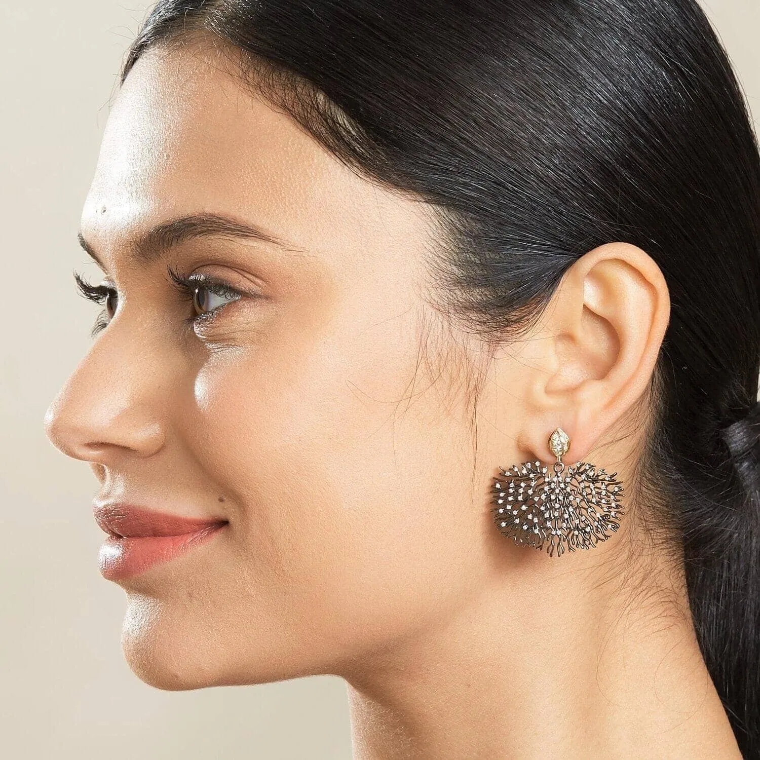 Black Coral Diamond Earrings