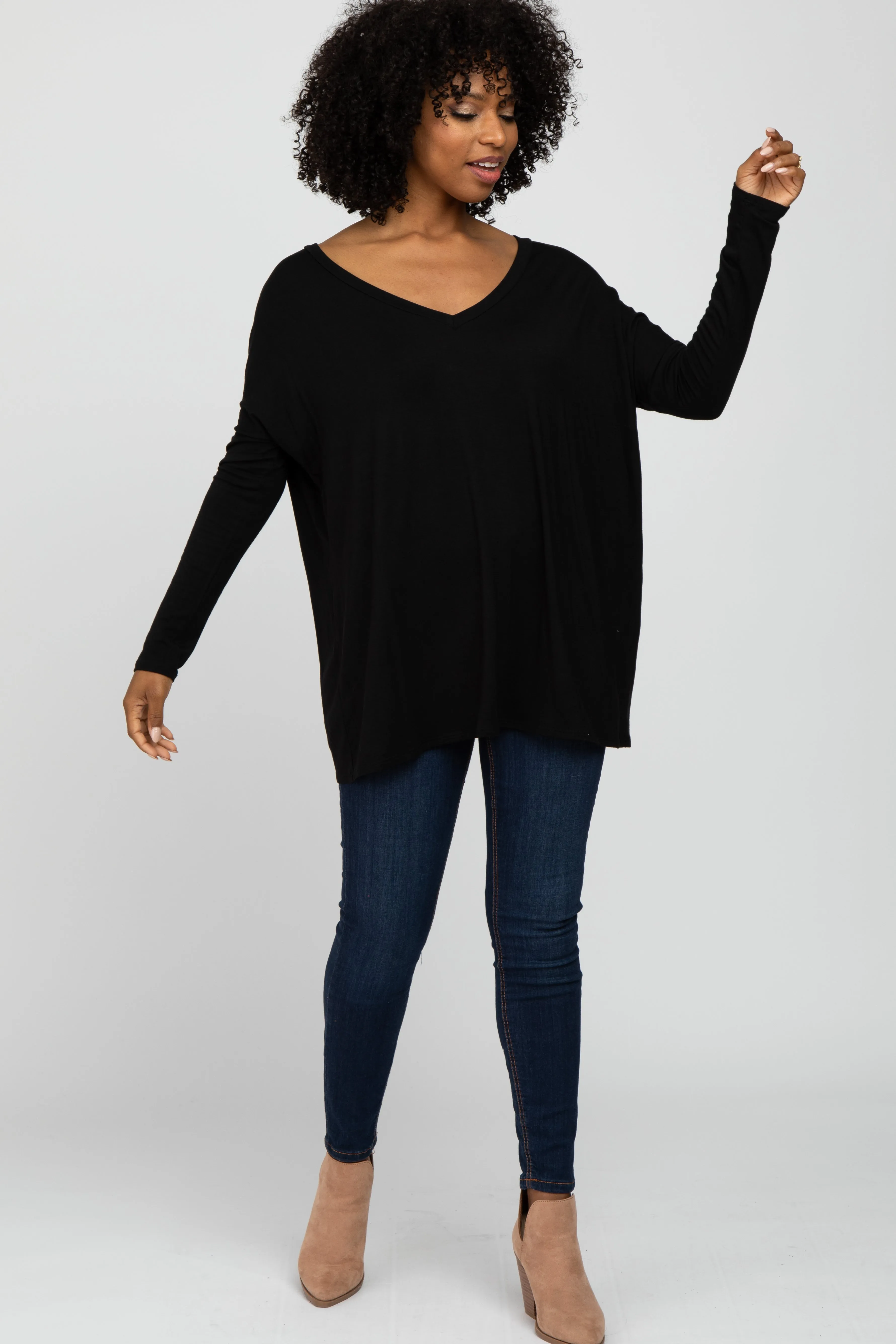 Black V-Neck Top