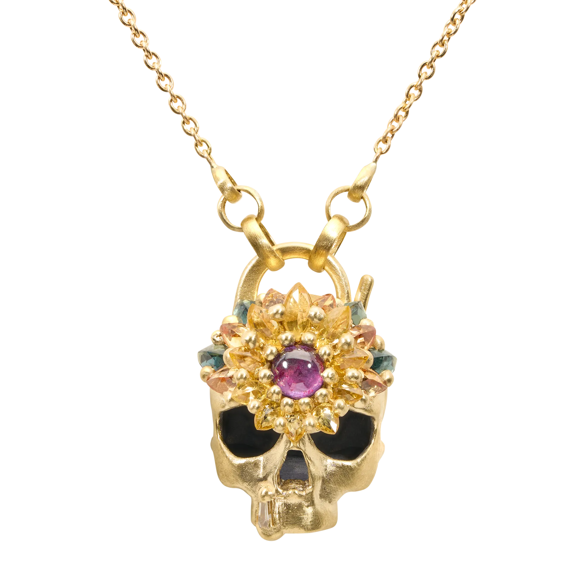 Blossom Crush Skull Padlock Necklace - Made to Order