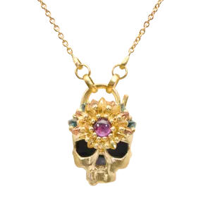 Blossom Crush Skull Padlock Necklace - Made to Order