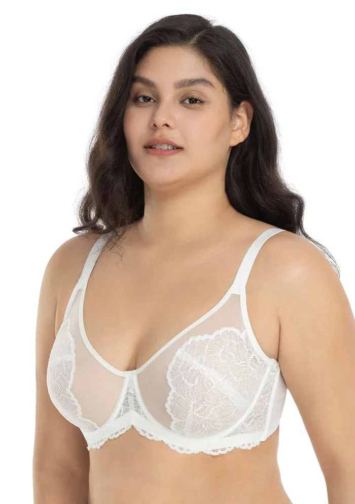 Blossom White Unlined Underwire Lace Bra