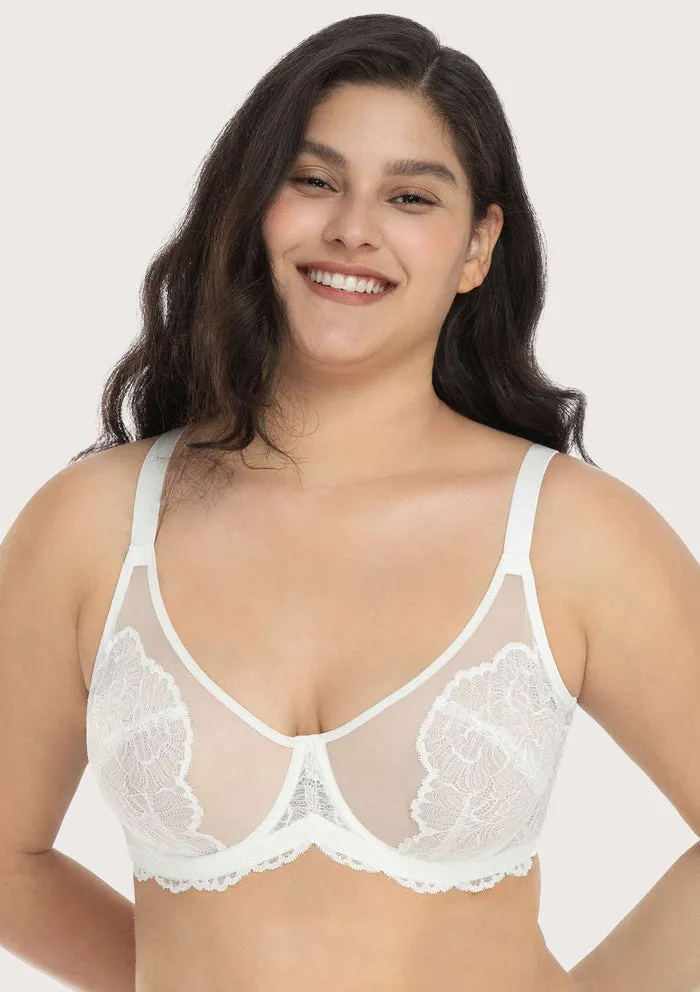 Blossom White Unlined Underwire Lace Bra