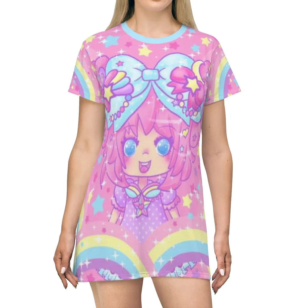 Bubbles Rainbow Land All Over Print T-Shirt Mini Dress