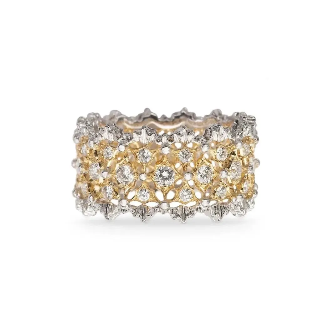 Buccellati - Eternelle Band Ring with Diamonds, 18k Yellow and White Gold