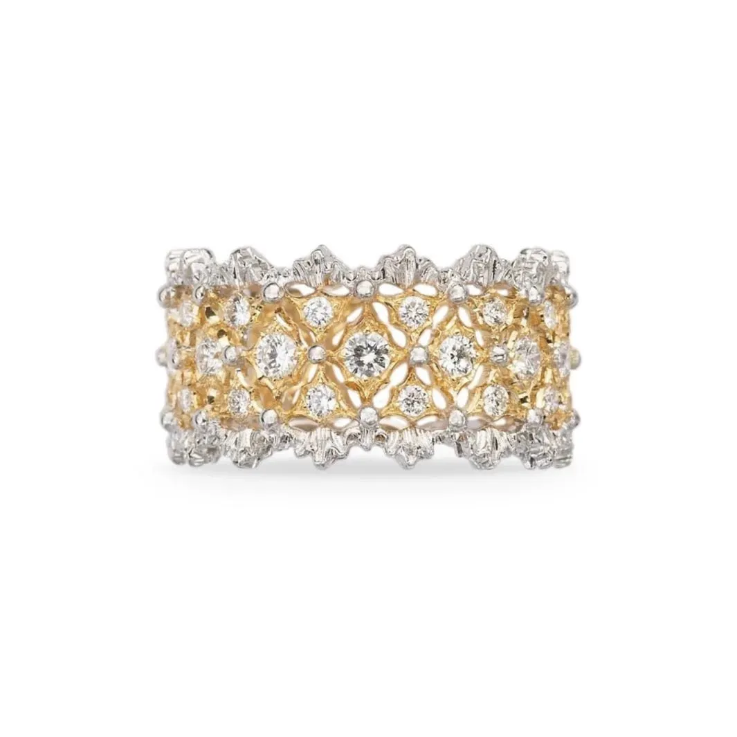 Buccellati - Eternelle Band Ring with Diamonds, 18k Yellow and White Gold