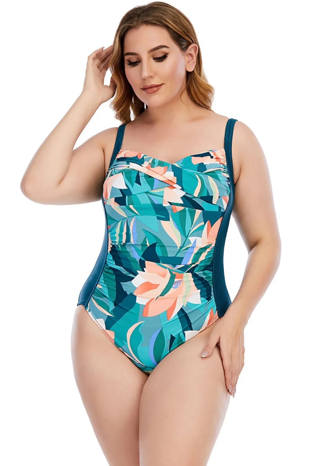 Carol Floral Crisscross Einteiler Plus Size Badeanzug