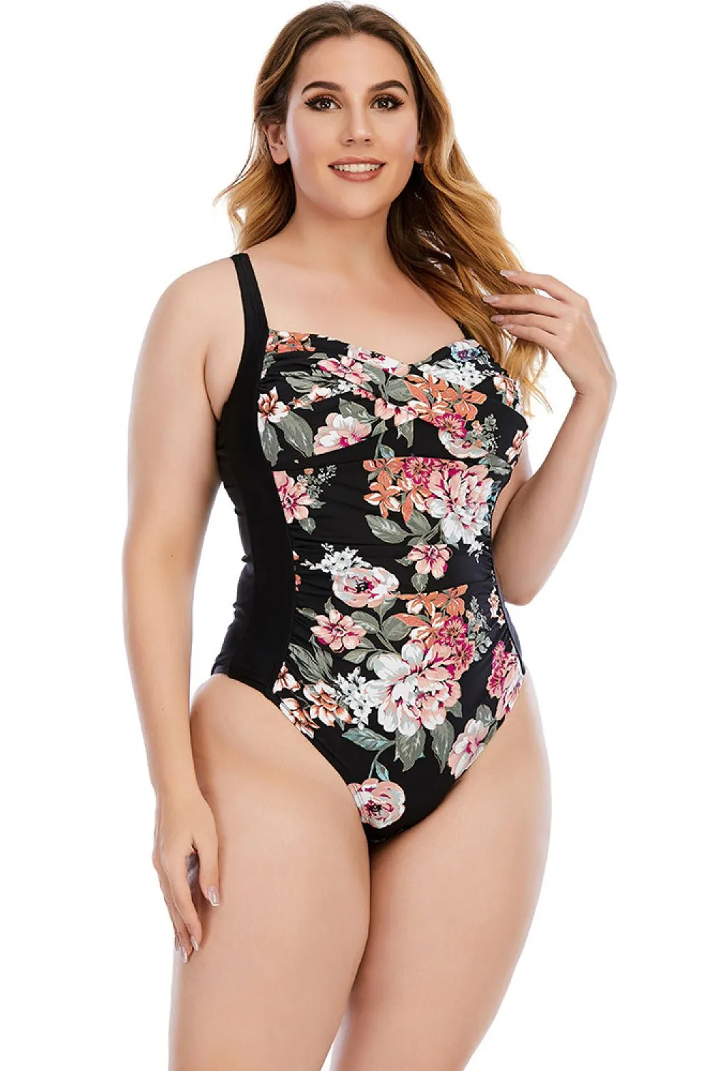 Carol Floral Crisscross Einteiler Plus Size Badeanzug