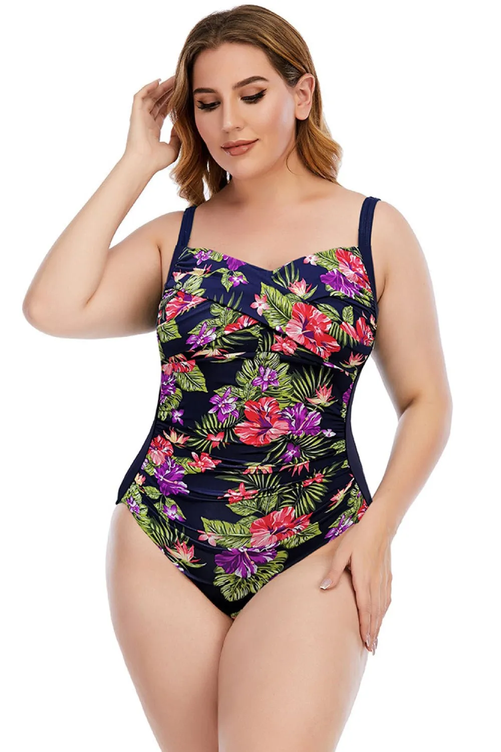 Carol Floral Crisscross Einteiler Plus Size Badeanzug