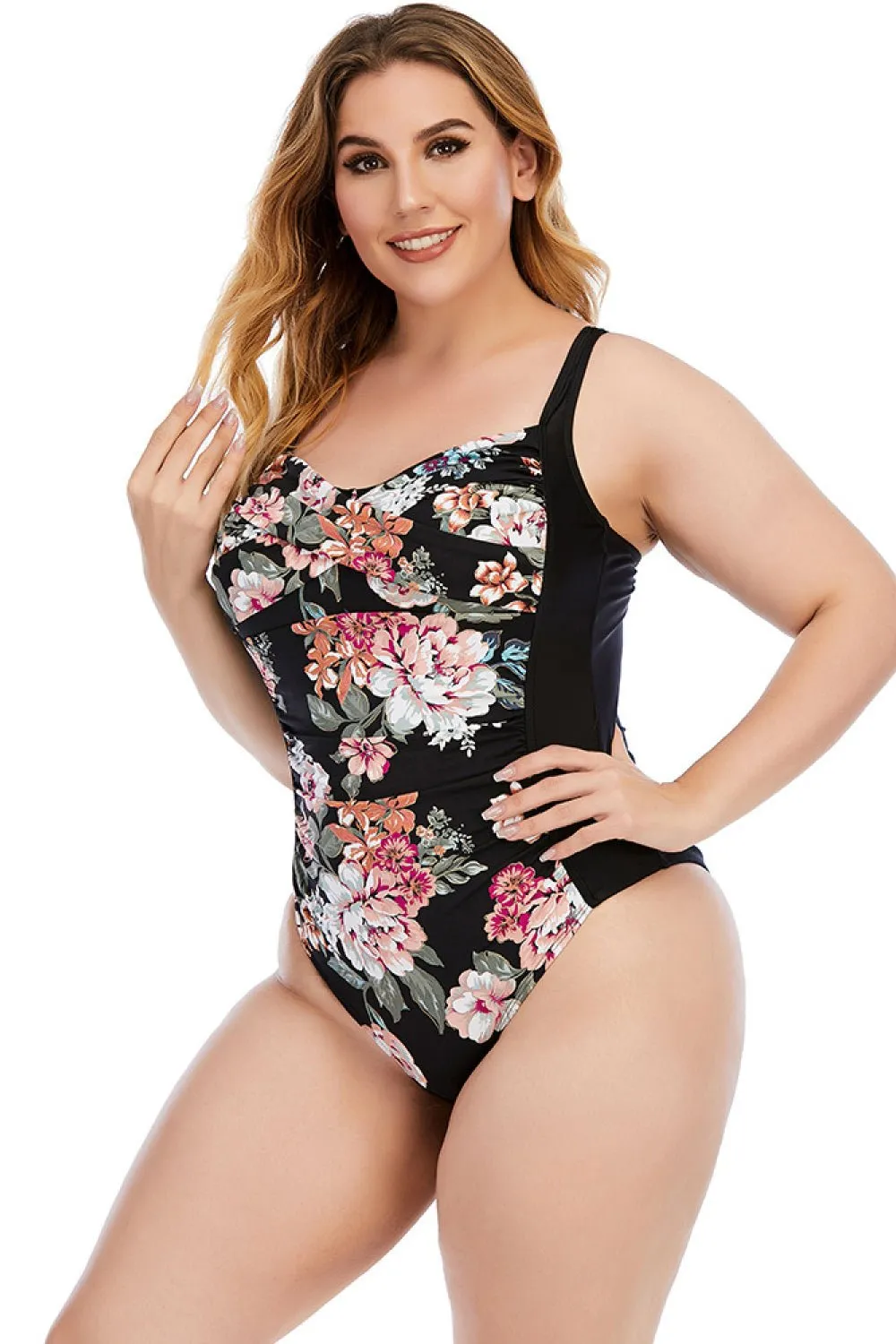 Carol Floral Crisscross Einteiler Plus Size Badeanzug