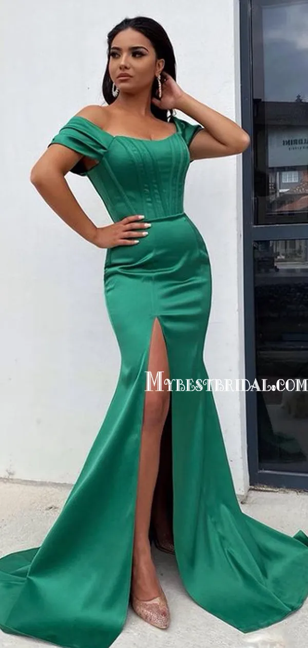 Charming Off-shoulder Mermaid Simple Prom Dresses Evening Dresses. PDY0163