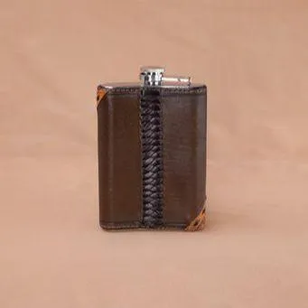 Chocolate Brown and Russet Diagonal Tooled Flask