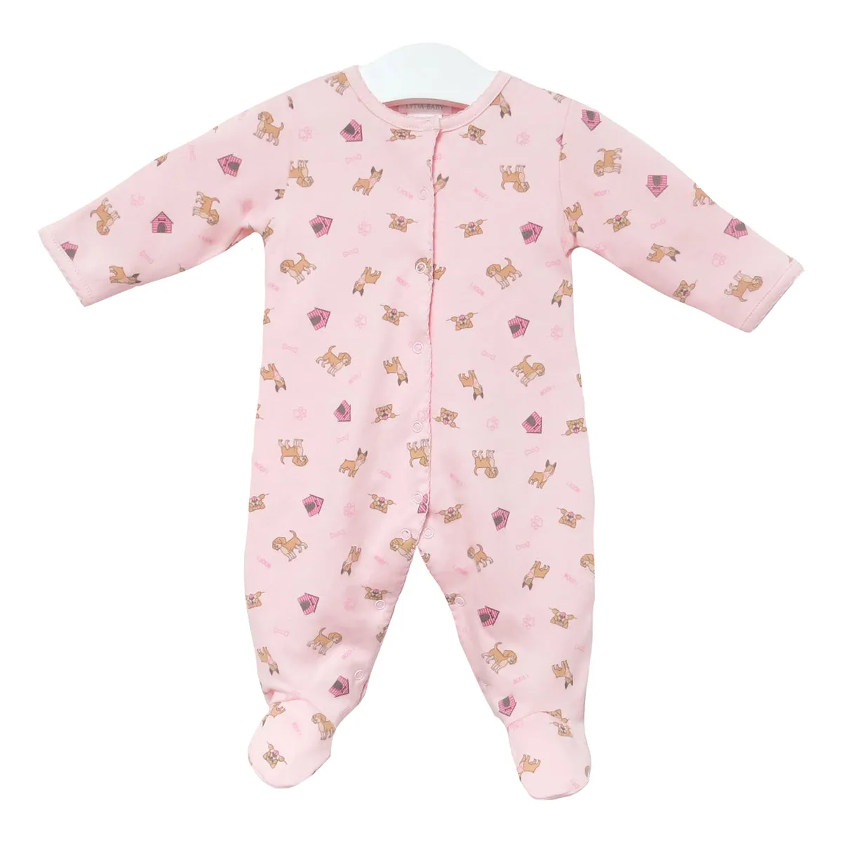 Cute Puppies Printed Footie | Baby Girl