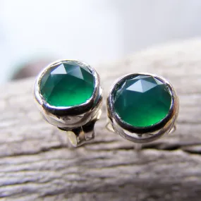 Emerald Green Onyx Sterling Silver Studs.