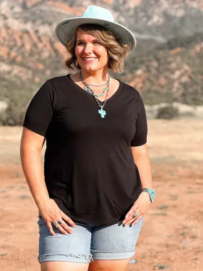 Essential V Neck Top - Black