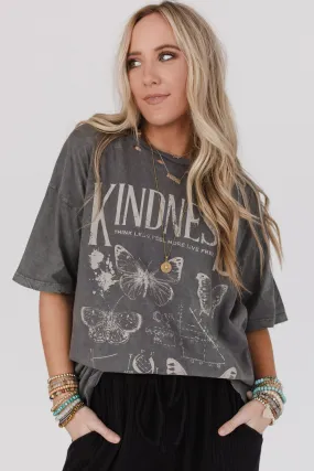 Fluttering Kindness Graphic Tee - Charcoal