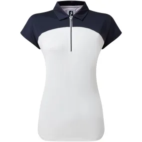 Footjoy polo Manche Color BLOCK 2023 Marine Blanc