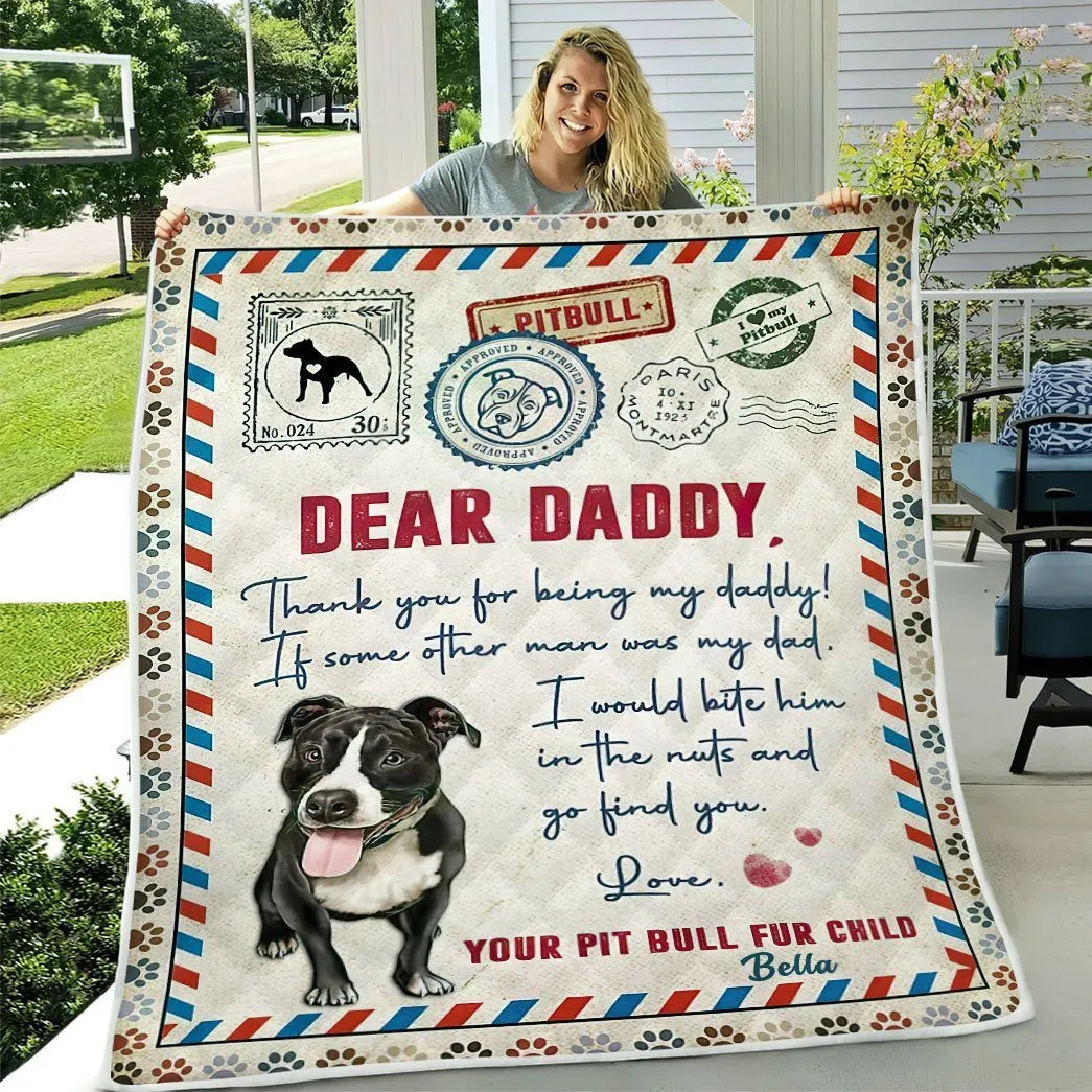 Gearhuman 3D Air Mail Letter To Dog Dad Fathers Day Custom Name Blanket