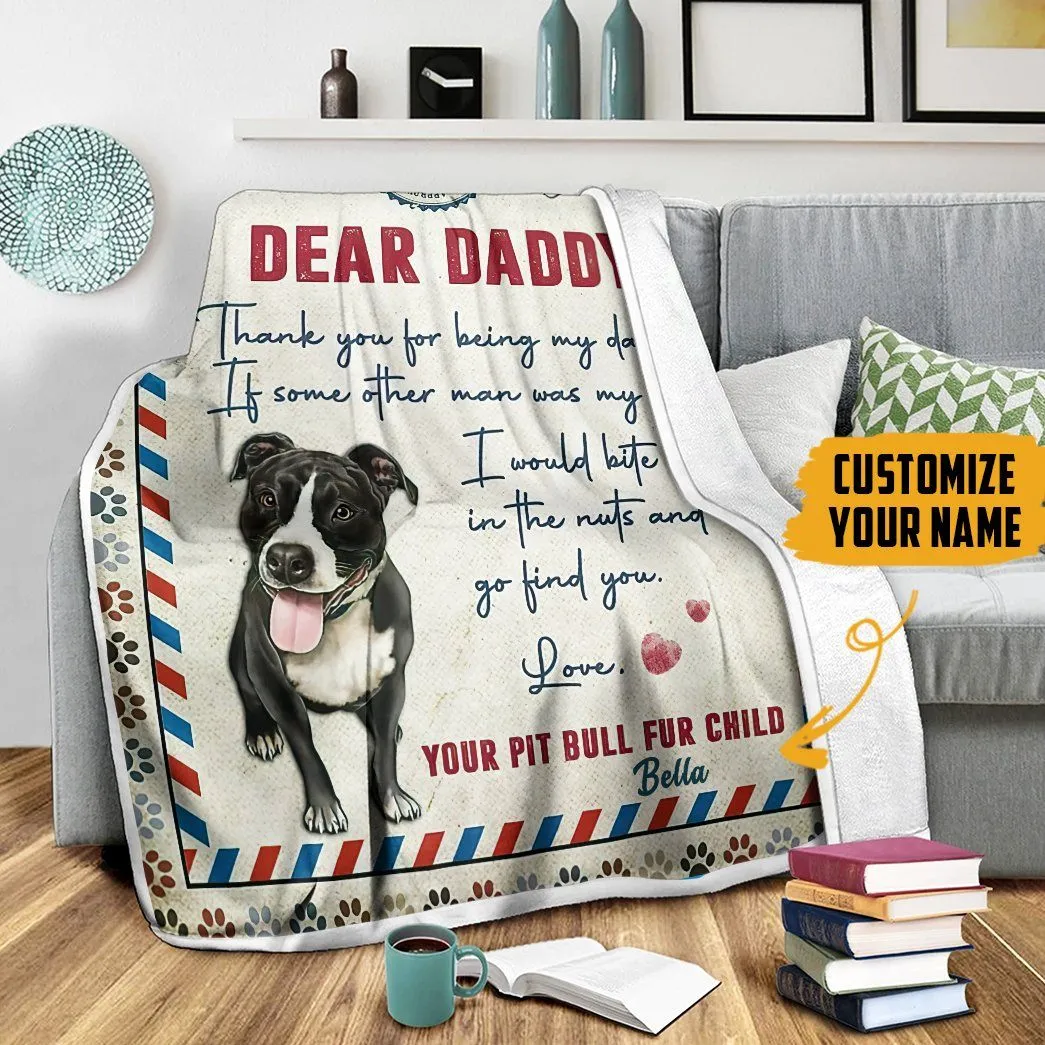 Gearhuman 3D Air Mail Letter To Dog Dad Fathers Day Custom Name Blanket